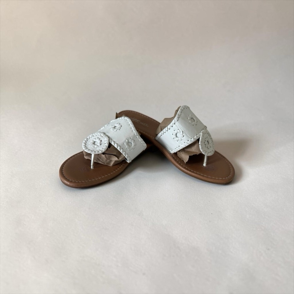 Hot Cakes Womens White Whipstitch Thong Sandals Floral Medallion Flat‎ Slides 9M
